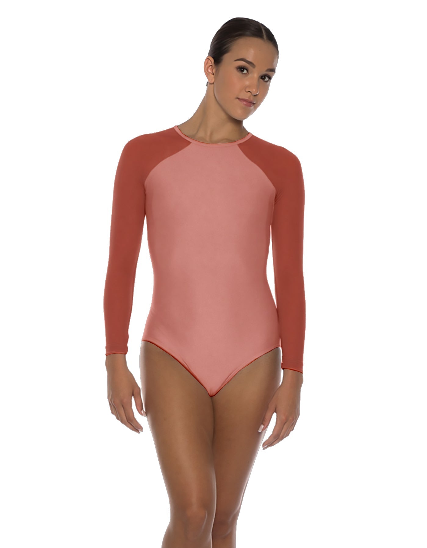 Solid Lycra LS Raglan Leotard Keyhole Back
