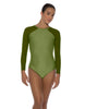 Solid Lycra LS Raglan Leotard Keyhole Back