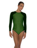 Solid Lycra LS Raglan Leotard Keyhole Back