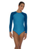 Solid Lycra LS Raglan Leotard Keyhole Back