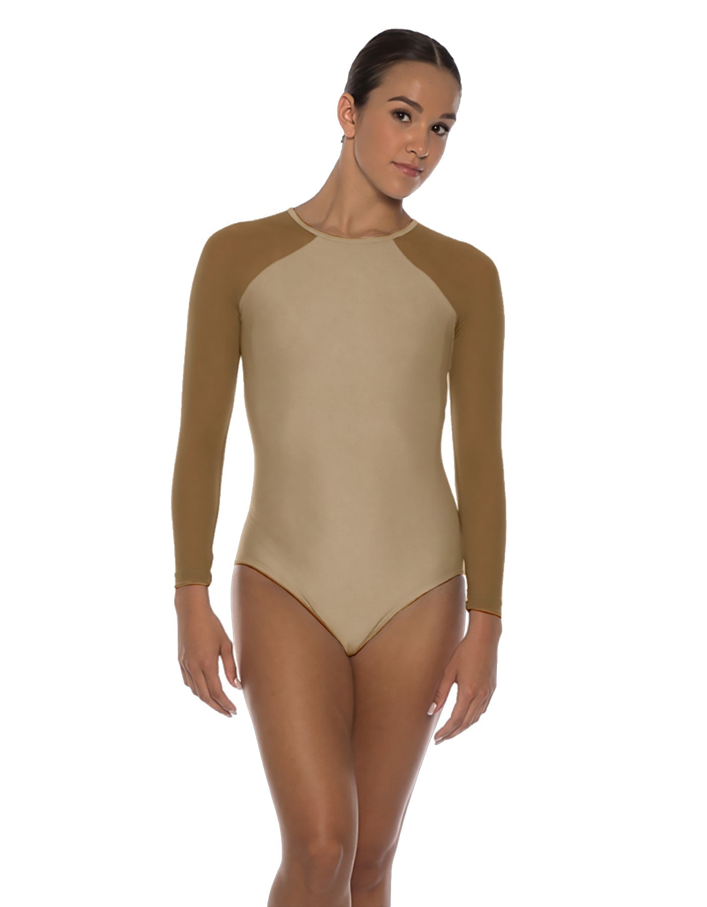 Solid Lycra LS Raglan Leotard Keyhole Back