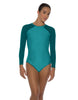 Solid Lycra LS Raglan Leotard Keyhole Back