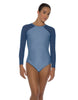 Solid Lycra LS Raglan Leotard Keyhole Back