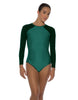 Solid Lycra LS Raglan Leotard Keyhole Back