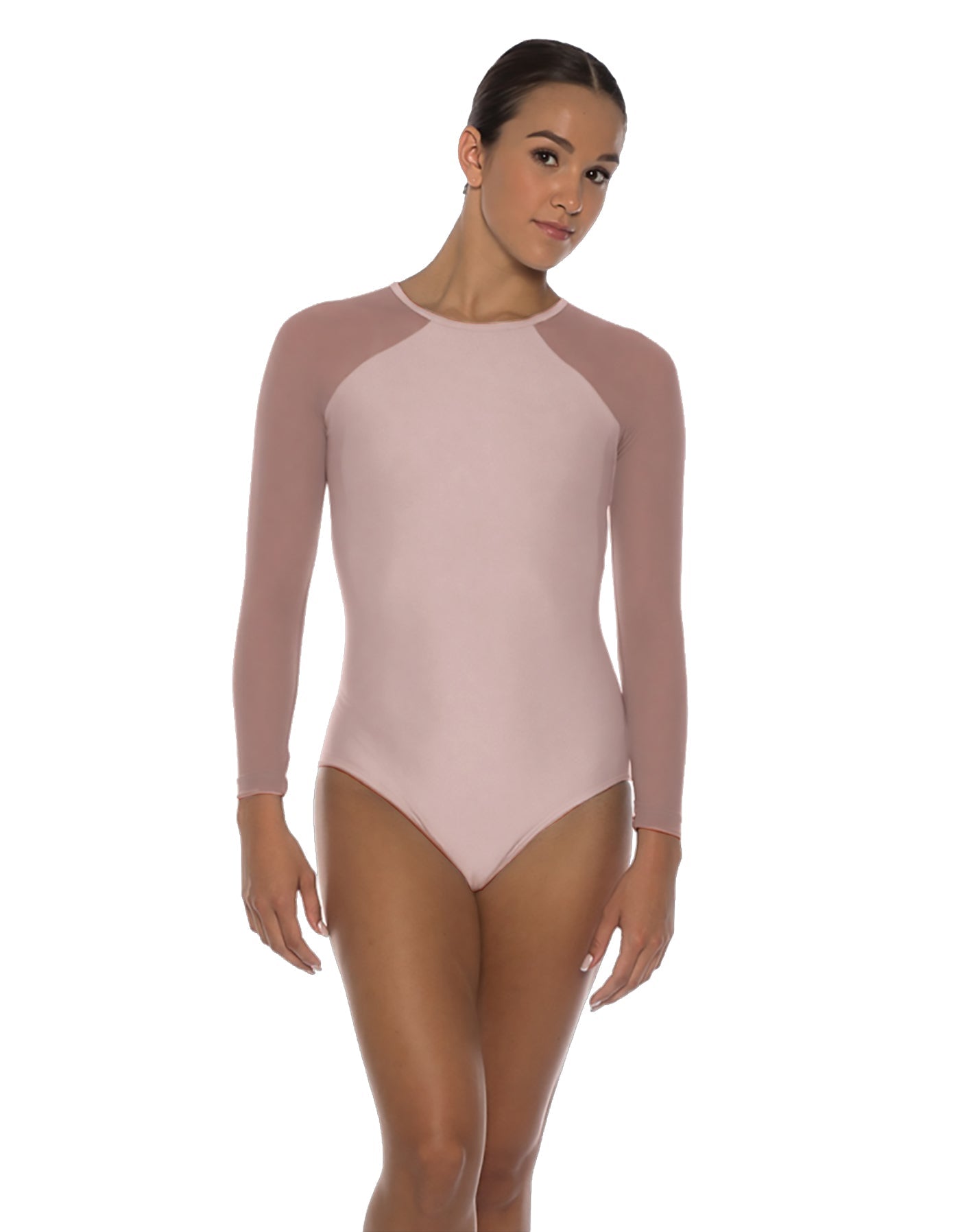 Solid Lycra LS Raglan Leotard Keyhole Back