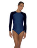 Solid Lycra LS Raglan Leotard Keyhole Back