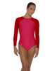 Solid Lycra LS Raglan Leotard Keyhole Back
