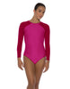 Solid Lycra LS Raglan Leotard Keyhole Back