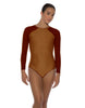 Solid Lycra LS Raglan Leotard Keyhole Back