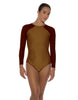 Solid Lycra LS Raglan Leotard Keyhole Back