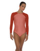 Solid Lycra LS Raglan Leotard Keyhole Back