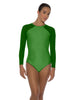 Solid Lycra LS Raglan Leotard Keyhole Back