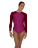 Solid Lycra LS Raglan Leotard Keyhole Back