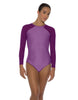 Solid Lycra LS Raglan Leotard Keyhole Back
