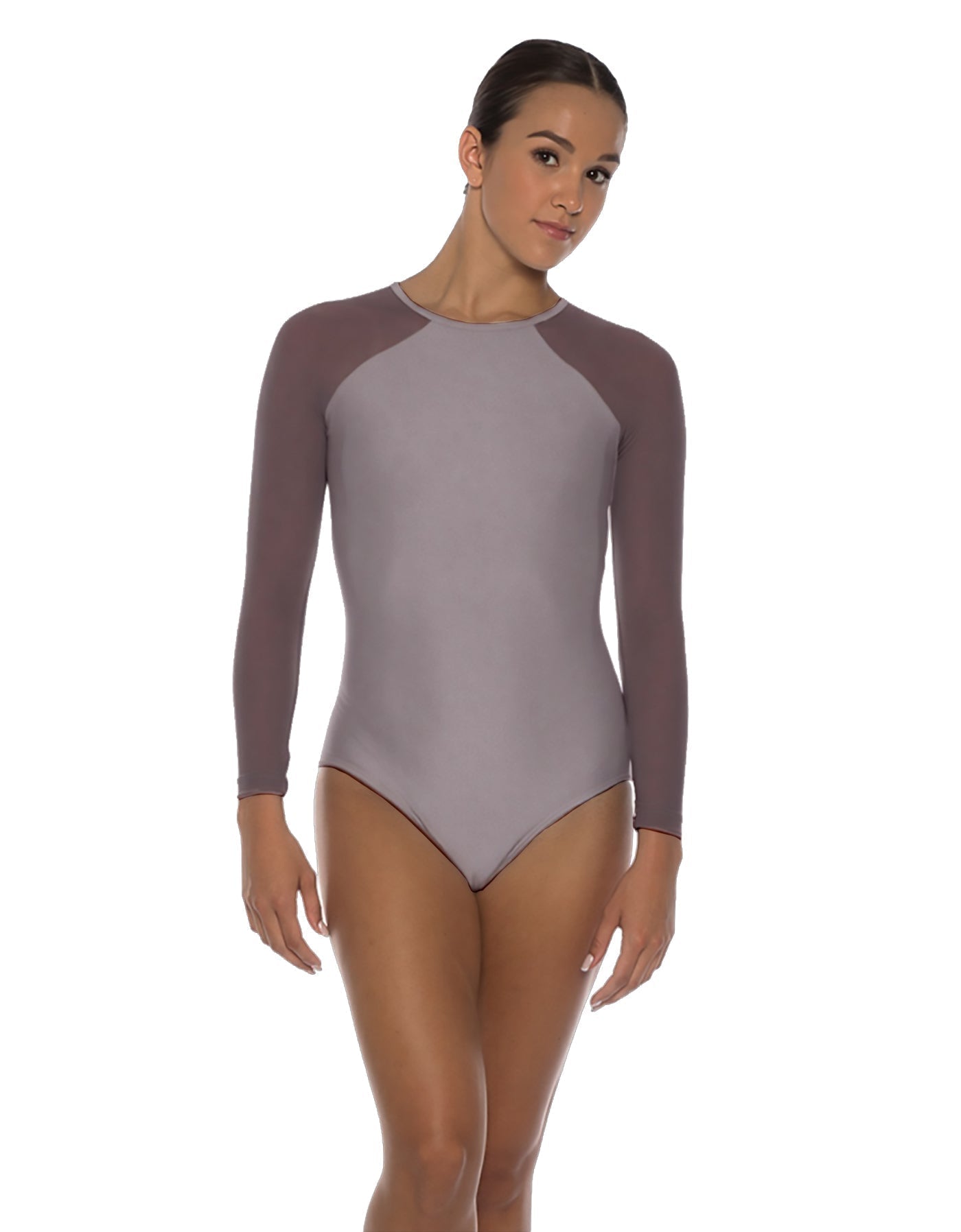 Solid Lycra LS Raglan Leotard Keyhole Back