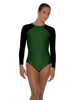 Solid Lycra LS Raglan Leotard Keyhole Back