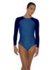 Solid Lycra LS Raglan Leotard Keyhole Back