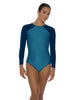 Solid Lycra LS Raglan Leotard Keyhole Back
