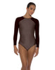 Solid Lycra LS Raglan Leotard Keyhole Back