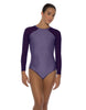 Solid Lycra LS Raglan Leotard Keyhole Back
