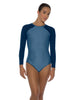 Solid Lycra LS Raglan Leotard Keyhole Back