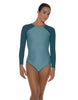 Solid Lycra LS Raglan Leotard Keyhole Back
