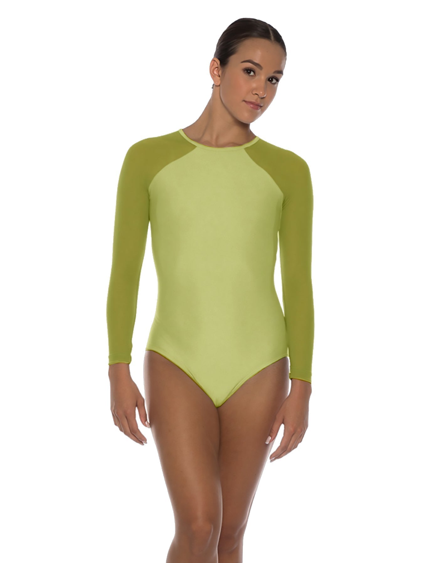 Solid Lycra LS Raglan Leotard Keyhole Back