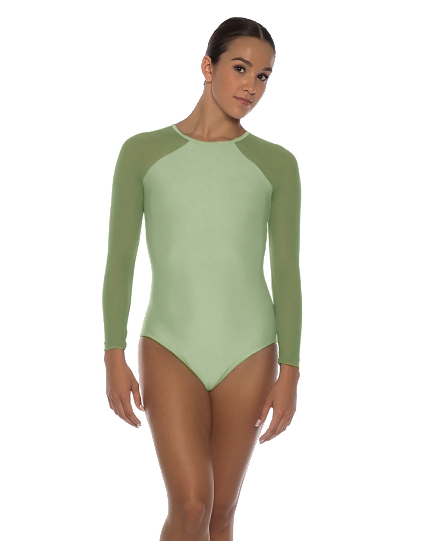 Solid Lycra LS Raglan Leotard Keyhole Back