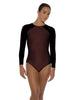 Solid Lycra LS Raglan Leotard Keyhole Back