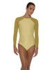 Solid Lycra LS Raglan Leotard Keyhole Back