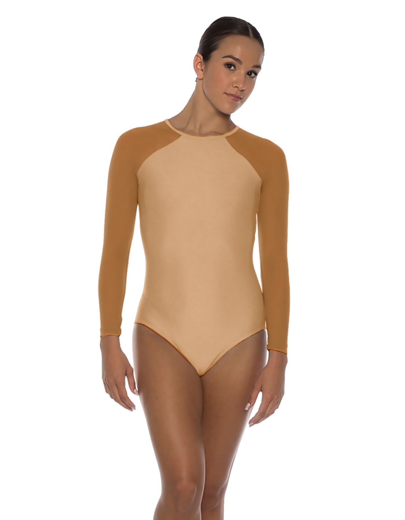 Solid Lycra LS Raglan Leotard Keyhole Back