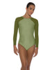 Solid Lycra LS Raglan Leotard Keyhole Back