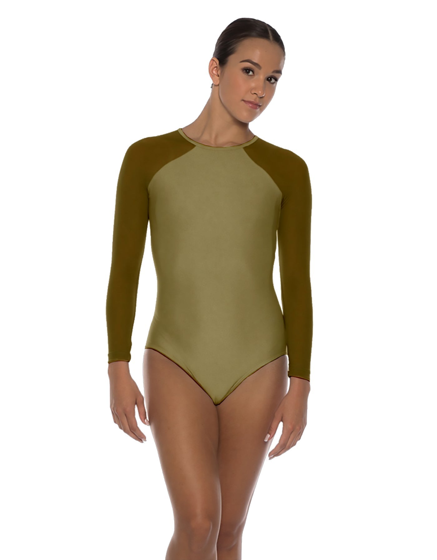 Solid Lycra LS Raglan Leotard Keyhole Back