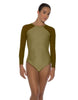 Solid Lycra LS Raglan Leotard Keyhole Back