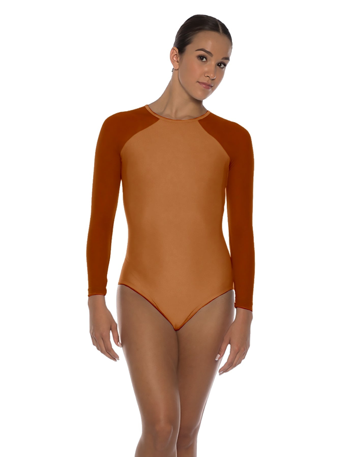 Solid Lycra LS Raglan Leotard Keyhole Back