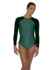 Solid Lycra LS Raglan Leotard Keyhole Back