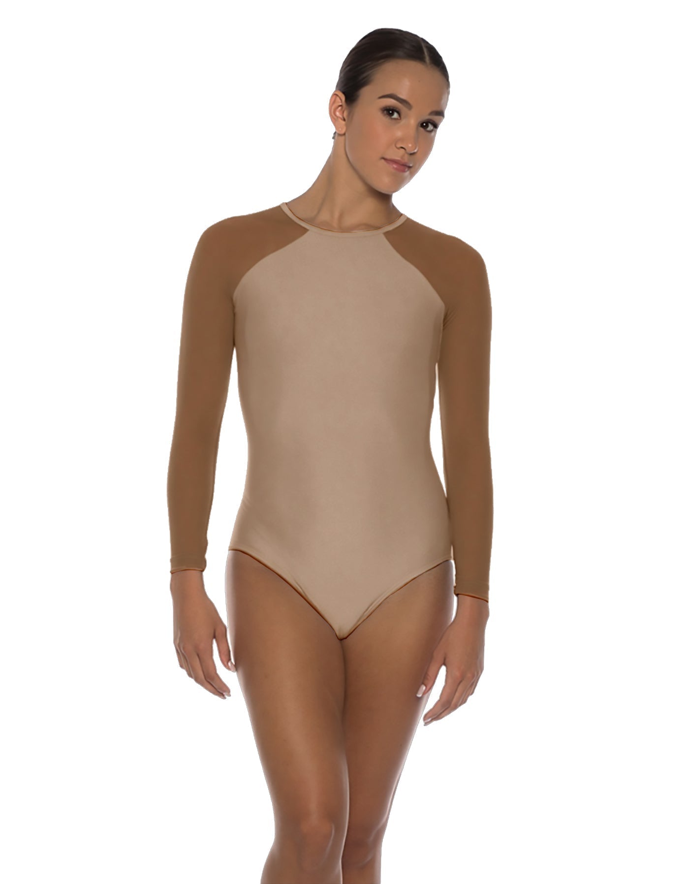 Solid Lycra LS Raglan Leotard Keyhole Back