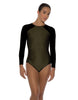 Solid Lycra LS Raglan Leotard Keyhole Back