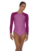 Solid Lycra LS Raglan Leotard Keyhole Back
