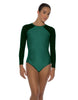 Solid Lycra LS Raglan Leotard Keyhole Back
