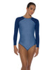 Solid Lycra LS Raglan Leotard Keyhole Back