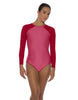 Solid Lycra LS Raglan Leotard Keyhole Back