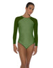 Solid Lycra LS Raglan Leotard Keyhole Back