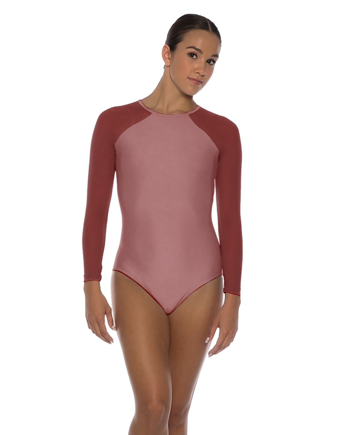 Solid Lycra LS Raglan Leotard Keyhole Back