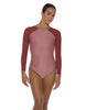 Solid Lycra LS Raglan Leotard Keyhole Back