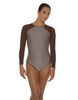 Solid Lycra LS Raglan Leotard Keyhole Back
