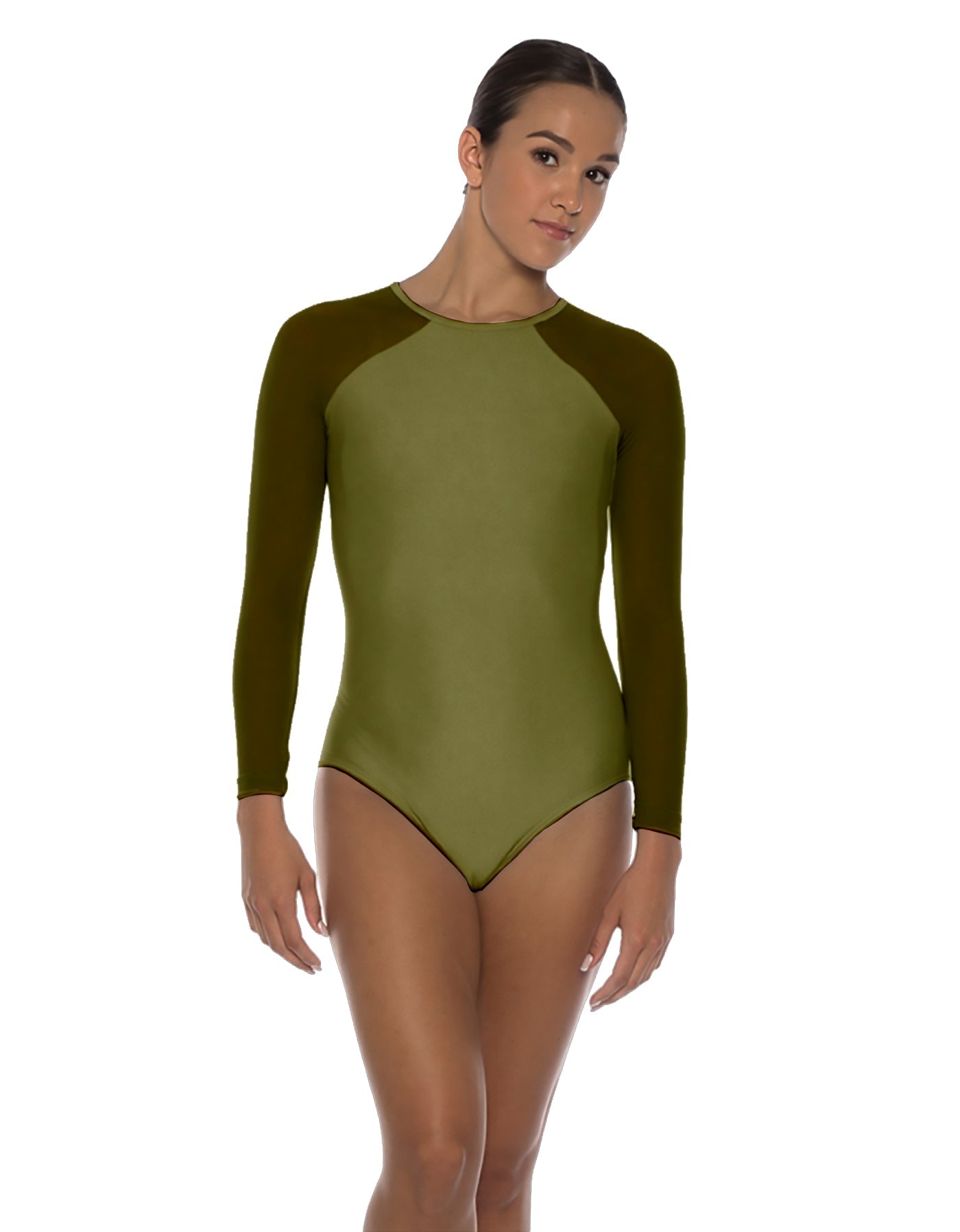 Solid Lycra LS Raglan Leotard Keyhole Back