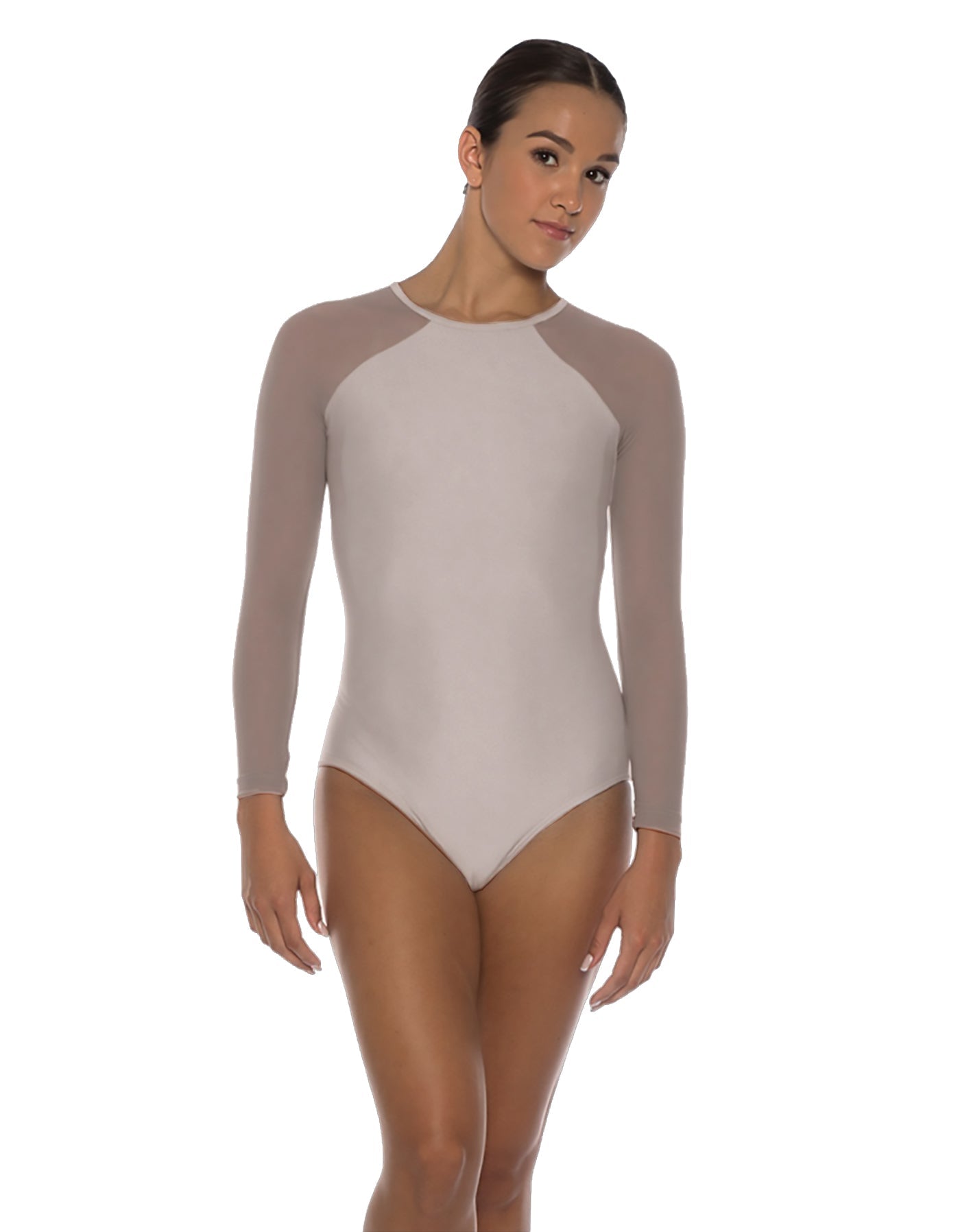 Solid Lycra LS Raglan Leotard Keyhole Back