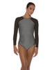 Solid Lycra LS Raglan Leotard Keyhole Back