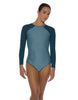 Solid Lycra LS Raglan Leotard Keyhole Back